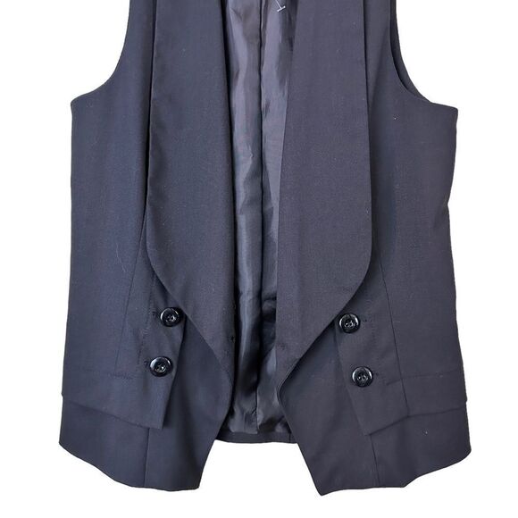 Grass Collection Tailored Black Vest Shawl Lapel - Picture 2 of 7